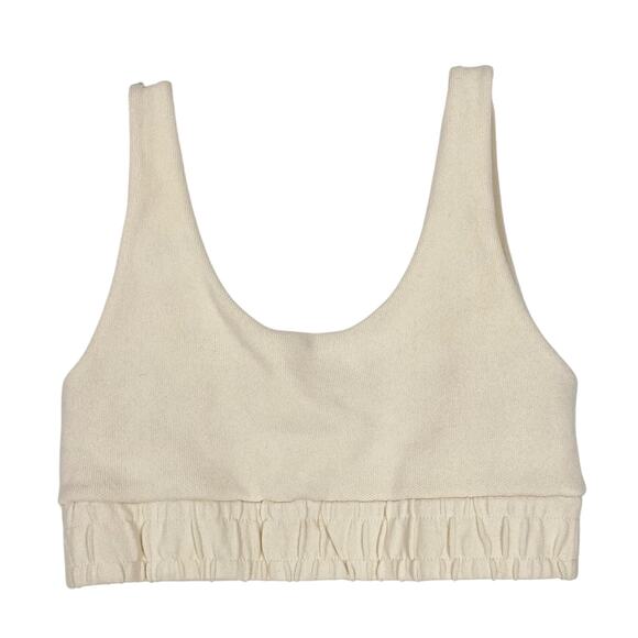 Nwot ZARA Cream Sports Crop Top S Mesh Stretchy Push-Up Athletic Gym Workout - Picture 1 of 8